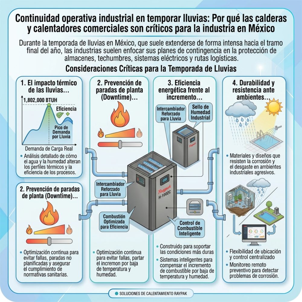 Continuidad operativa industrial en temporada de lluvias: Por qué las calderas y calentadores comerciales son críticos para la industria en México